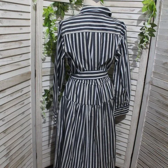 Free Assembly Belted Cotton Maxi Shirtdress With Long Sleeves - Picture 7 of 13